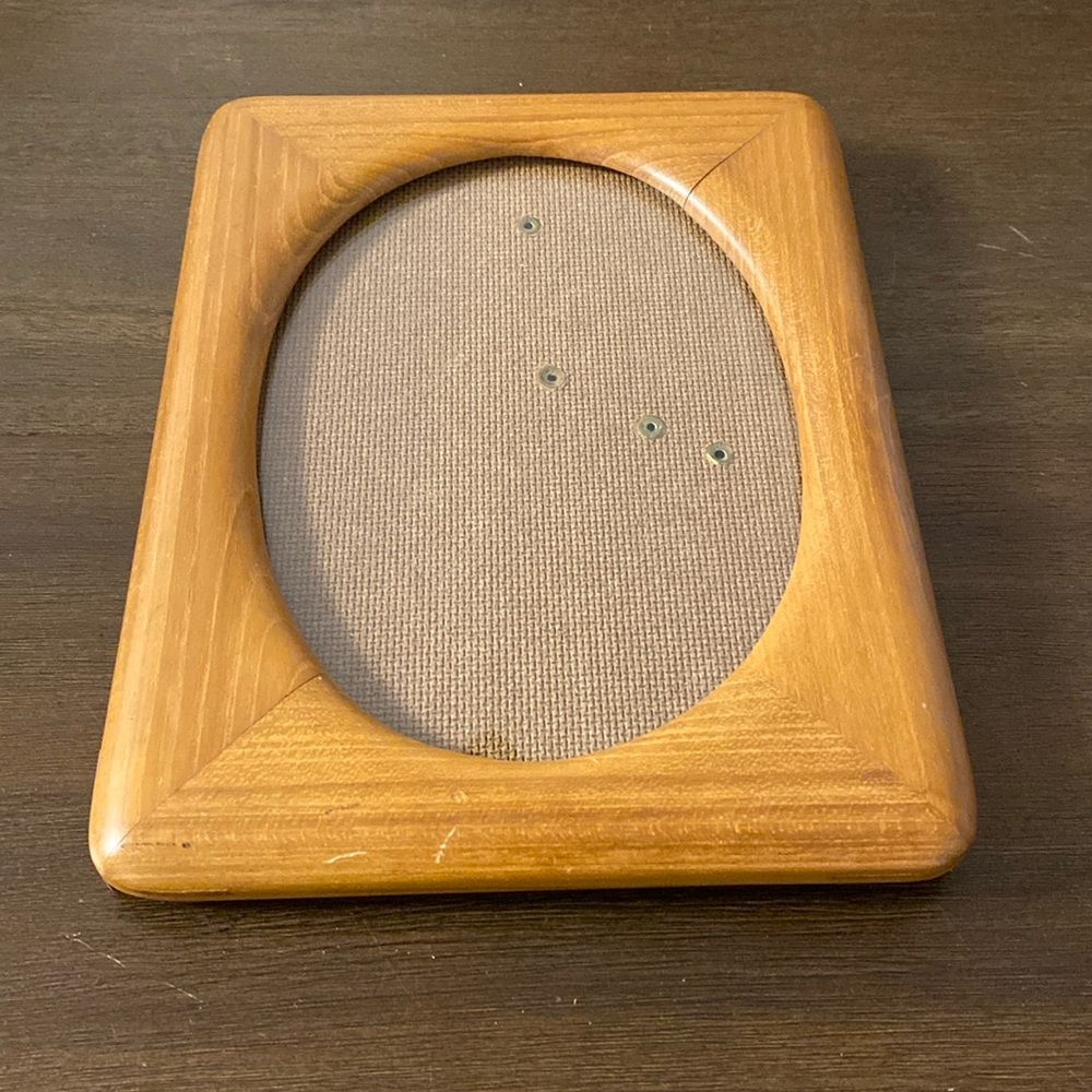 MCM Vintage Oval Center Wooden Shelf Wall Frame for 4.5” x 6.5” Picture Photo